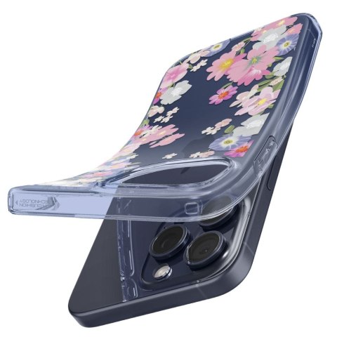 Kobiece kwiatowe Etui Spigen Liquid TPU do iPhone 15 Pro - Blossom Flower