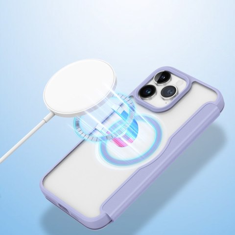 Etui iPhone 15 Pro Max magnetyczny pokrowiec MagSafe z klapką Dux Ducis Skin X Pro - fioletowe