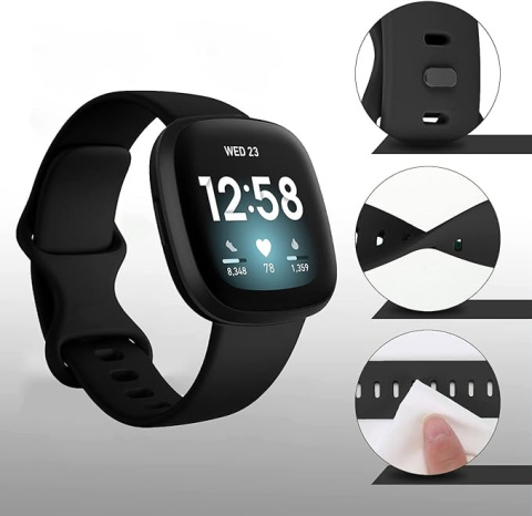 Opaska / Pasek Braders do Fitbit Versa 4 / Fitbit Versa 3 czarny