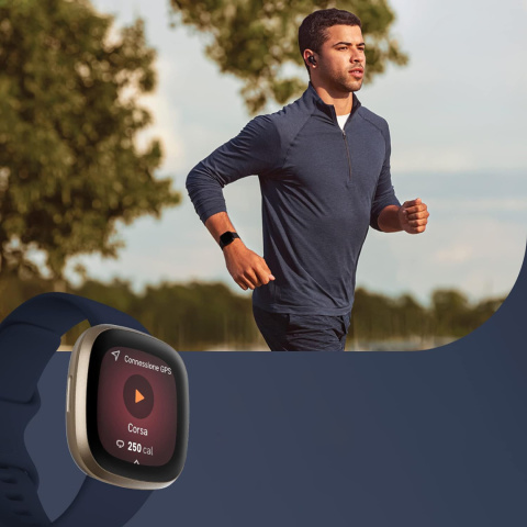 Opaska / Pasek Braders do Fitbit Versa 4 / Fitbit Versa 3 granatowy