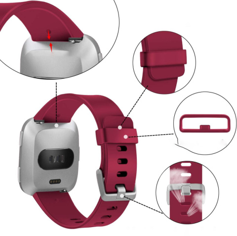 Opaska / Pasek Braders do Fitbit Versa / Versa 2 / Versa Lite bordowy / red wine