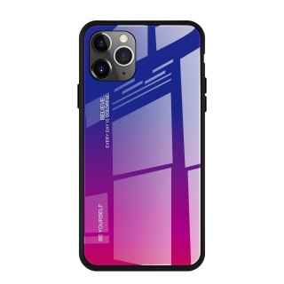 Etui pokrowiec nakładka ze szkła hartowanego do iPhone 11 Pro Max różowo-fioletowy