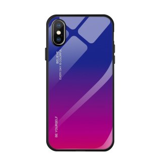 Etui pokrowiec nakładka ze szkła hartowanego do iPhone XR różowo-fioletowy