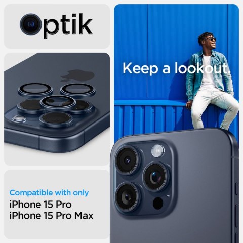 OSŁONA APARATU SPIGEN OPTIK.TR "EZ FIT" CAMERA PROTECTOR 2-PACK IPHONE 14 PRO / PRO MAX / 15 PRO / PRO MAX BLUE TITANIUM