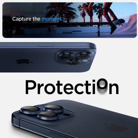 OSŁONA APARATU SPIGEN OPTIK.TR "EZ FIT" CAMERA PROTECTOR 2-PACK IPHONE 14 PRO / PRO MAX / 15 PRO / PRO MAX BLUE TITANIUM