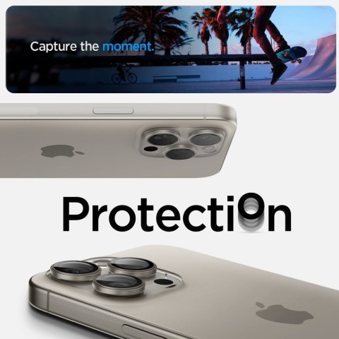 OSŁONA APARATU SPIGEN OPTIK.TR "EZ FIT" CAMERA PROTECTOR 2-PACK IPHONE 14 PRO / PRO MAX / 15 PRO / PRO MAX NATURAL TITANIUM