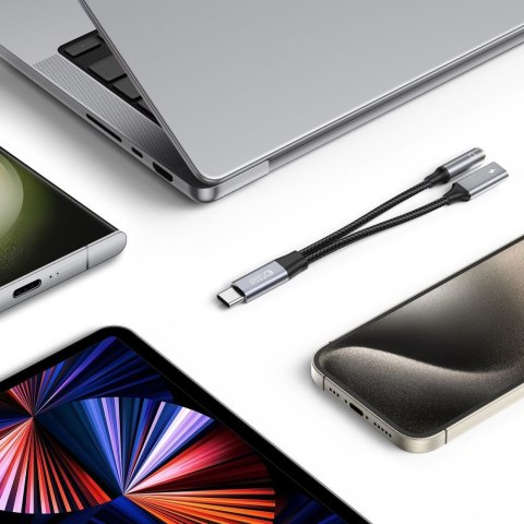 TECH-PROTECT ULTRABOOST CABLE ADAPTER TYPE-C TO MINI JACK 3.5MM & TYPE-C BLACK