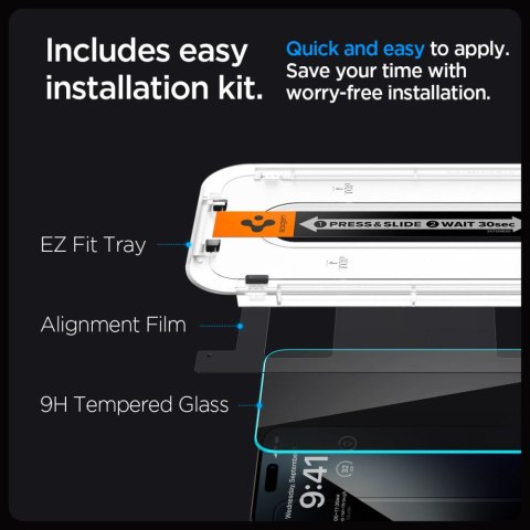 SZKŁO HARTOWANE SPIGEN GLAS.TR "EZ FIT" IPHONE 15 PLUS PRIVACY