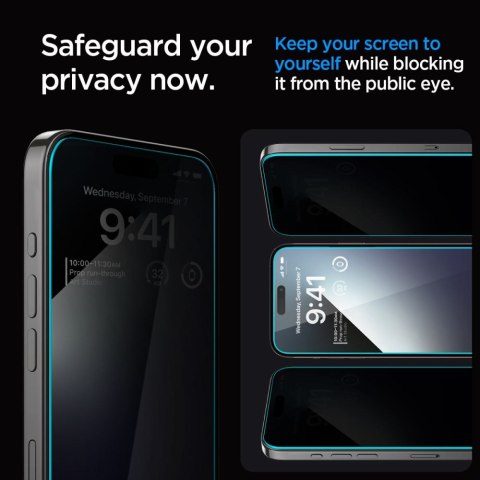 SZKŁO HARTOWANE SPIGEN GLAS.TR "EZ FIT" IPHONE 15 PRO PRIVACY