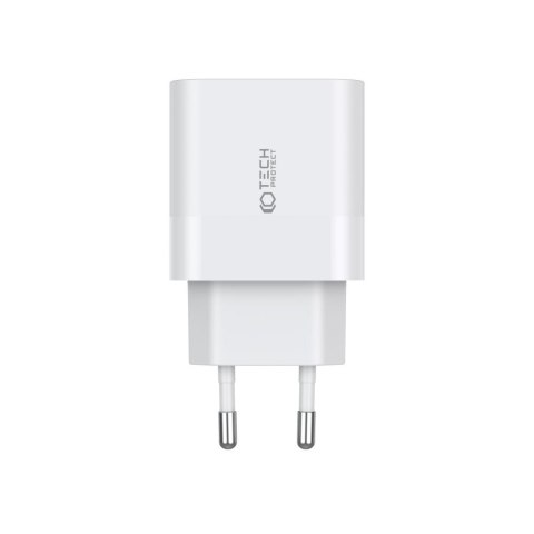 TECH-PROTECT C20W 2-PORT NETWORK CHARGER PD20W + LIGHTNING CABLE WHITE