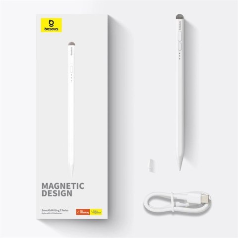 Rysik z aktywną końcówką Baseus Smooth Writing 2 Overseas Edition do iPad z kablem USB-C i wymienną końcówką - biały