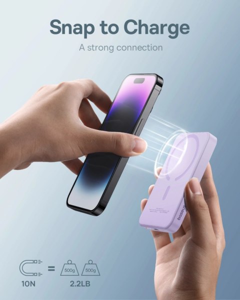 Mini powerbank Baseus 5000mAh 20W + kabel USB-C (20V/3A) - fioletowy