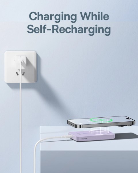 Mini powerbank Baseus 5000mAh 20W + kabel USB-C (20V/3A) - fioletowy