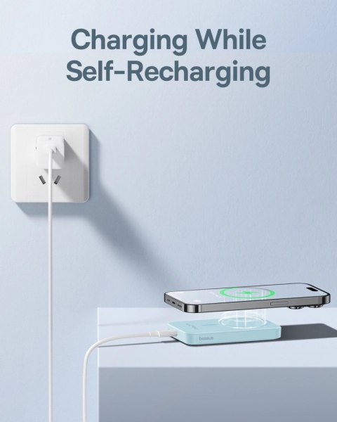 Mini powerbank Baseus 5000mAh 20W + kabel USB-C (20V/3A) - niebieski