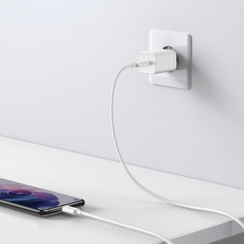 Szybka ładowarka sieciowa Baseus Si USB-C 25W 3A z kablem USB-C / USB-C 1m - biały