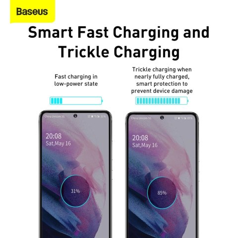 Szybka ładowarka sieciowa Baseus Si USB-C 25W 3A z kablem USB-C / USB-C 1m - biały