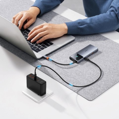 HUB USB 6w1 Baseus Metal Gleam Series II USB-A/USB-C/USB-C PD/HDMI/RJ45/SD/TF - czarny