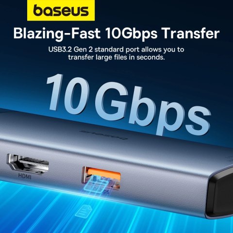 HUB USB 6w1 Baseus Metal Gleam Series II USB-A/USB-C/USB-C PD/HDMI/RJ45/SD/TF - czarny