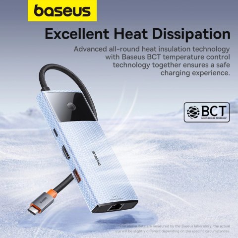 HUB USB 6w1 Baseus Metal Gleam Series II USB-A/USB-C/USB-C PD/HDMI/RJ45/SD/TF - czarny