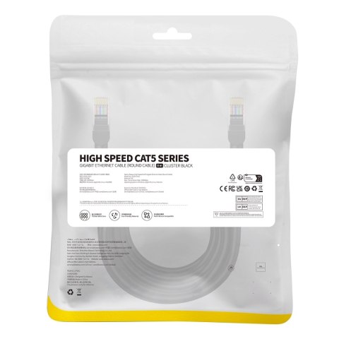 Kabel Ethernet High Speed Cat 5 RJ-45 1000Mb/s 8m okrągły - czarny