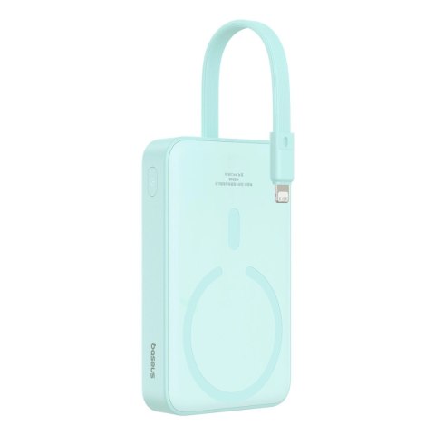 Powerbank Baseus Magnetic Mini MagSafe 10000mAh 20W z wbudowanym kablem Lightning - niebieski + kabel Baseus Simple Series USB-C