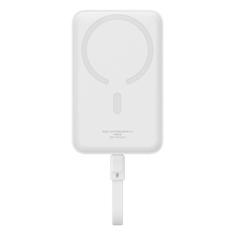 Powerbank Baseus Magnetic Mini MagSafe 10000mAh 30W z wbudowanym kablem Lightning - biały + kabel Baseus Simple Series USB-C - U