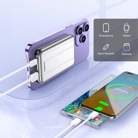 Powerbank Choetech B655 mini bezprzewodowy magnetyczny 5000mAh - srebrny