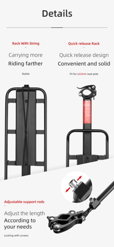 Bagażnik rowerowy Rockbros 33210004001 z półką - czarny