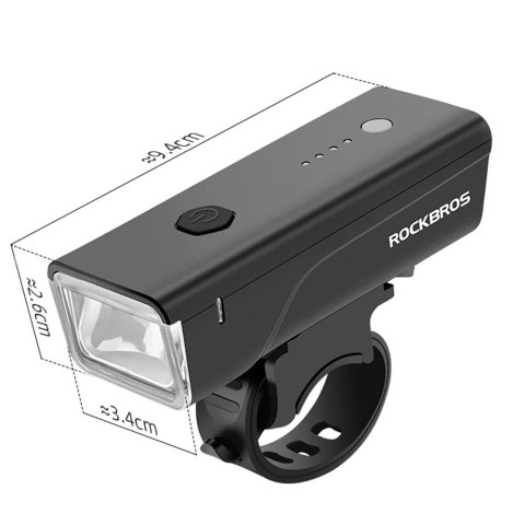 Lampka rowerowa przednia Rockbros 24510003001 260 lm - czarna
