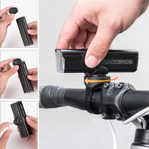 Lampka rowerowa przednia Rockbros 24610002001 1000 lm - czarna