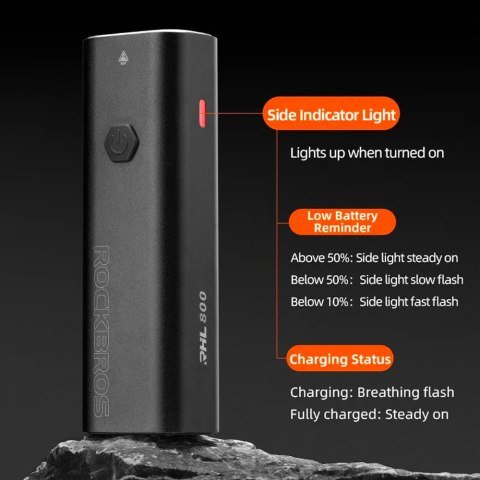 Lampka rowerowa przednia Rockbros 24710012001 800 lm - czarna