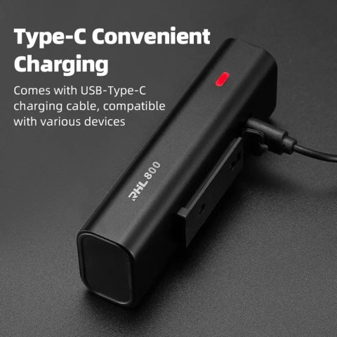 Lampka rowerowa przednia Rockbros 24710012001 800 lm - czarna