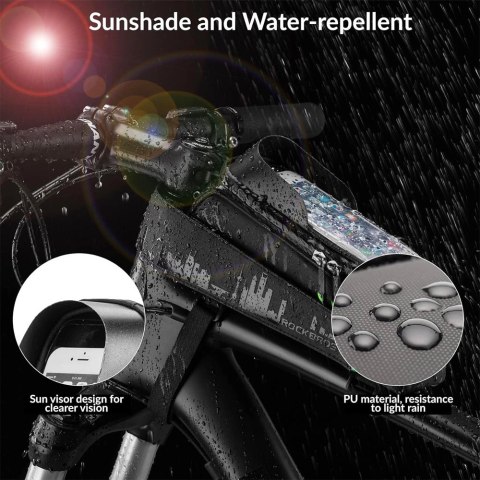 Sakwa rowerowa Rockbros 029-1BK na ramę z pokrowcem na telefon - czarna