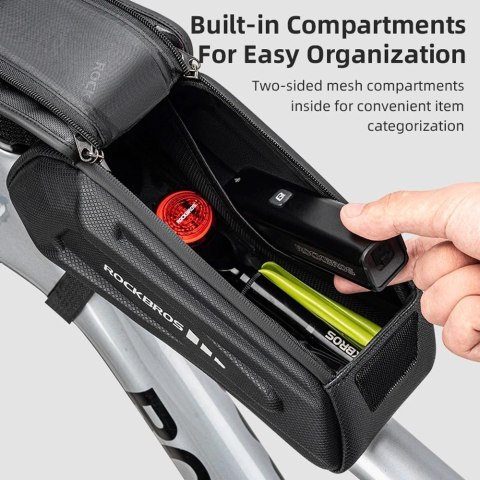 Sakwa rowerowa Rockbros 30120064001 wodoodporna na ramę z pokrowcem na telefon - czarna