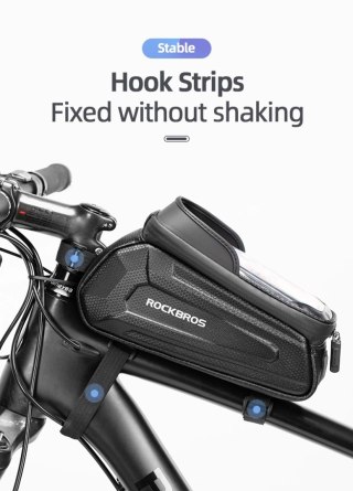 Sakwa rowerowa Rockbros B68-1 na ramę pancerna z pokrowcem na telefon 1.5l - czarna
