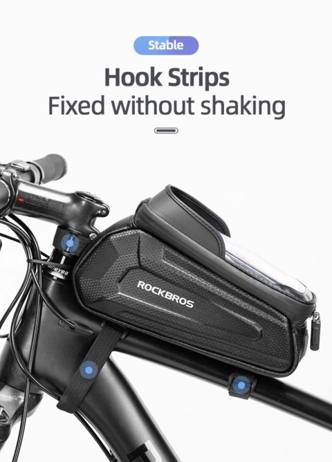 Sakwa rowerowa Rockbros B68-1 na ramę pancerna z pokrowcem na telefon 1.5l - czarna