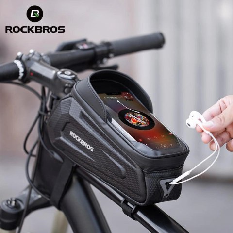 Sakwa rowerowa Rockbros B68-1 na ramę pancerna z pokrowcem na telefon 1.5l - czarna