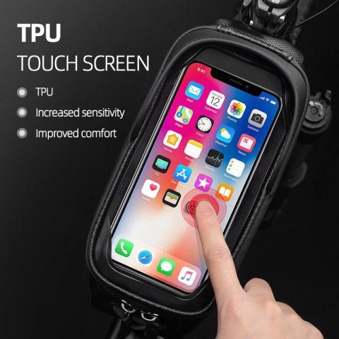 Sakwa rowerowa Rockbros B68-1 na ramę pancerna z pokrowcem na telefon 1.5l - czarna