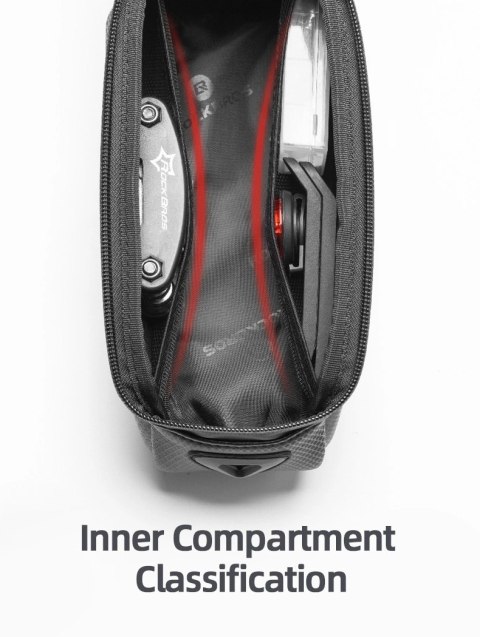 Sakwa rowerowa Rockbros B68 na ramę pancerna z pokrowcem na telefon 1.5l - czarna