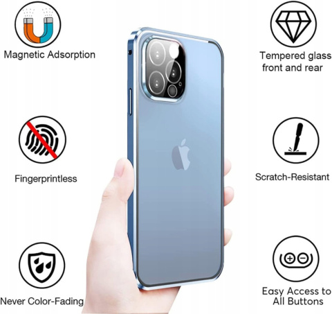 Etui Magnetyczne 360 do iPhone 13 Pro Max Niebieski