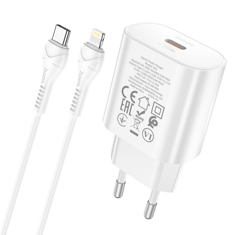 Szybka ładowarka sieciowa EU USB Typ C Power Delivery + kabel przewód USB Typ C / Lightning 1m