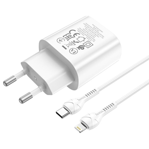 Szybka ładowarka sieciowa EU USB Typ C Power Delivery + kabel przewód USB Typ C / Lightning 1m