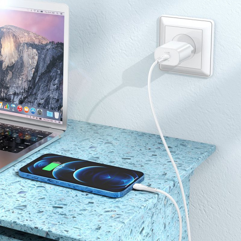 Szybka ładowarka sieciowa EU USB Typ C Power Delivery + kabel przewód USB Typ C / Lightning 1m