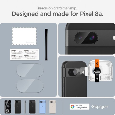 OSŁONA APARATU SPIGEN OPTIK.TR "EZ FIT" CAMERA PROTECTOR 2-PACK GOOGLE PIXEL 8A CLEAR