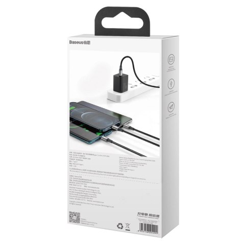 Kabel Baseus Rapid Series 3w1 USB-C - USB-C / Lightning / micro USB 20W PD 1.5m - czarny