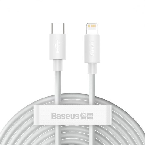 Kabel Baseus Simple Wisdom Lightning / USB-C 20W 1.5 m 2 szt. - biały