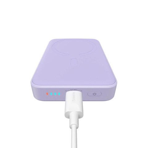 Powerbank Baseus Magnetic Mini indukcyjny 10000mAh 20W - fioletowy + kabel USB-C - USB-C