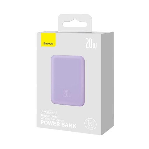 Powerbank Baseus Magnetic Mini indukcyjny 10000mAh 20W - fioletowy + kabel USB-C - USB-C