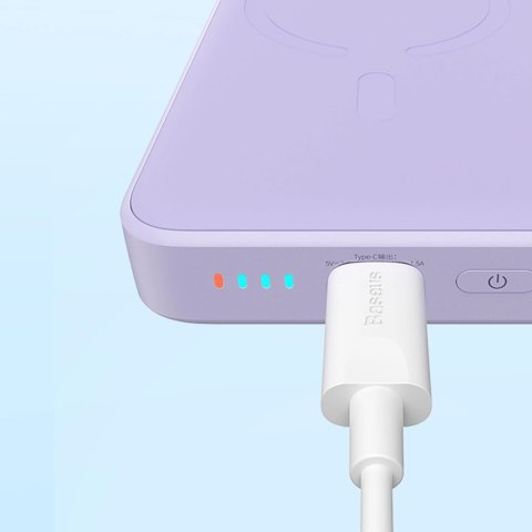 Powerbank Baseus Magnetic Mini indukcyjny 10000mAh 20W - fioletowy + kabel USB-C - USB-C
