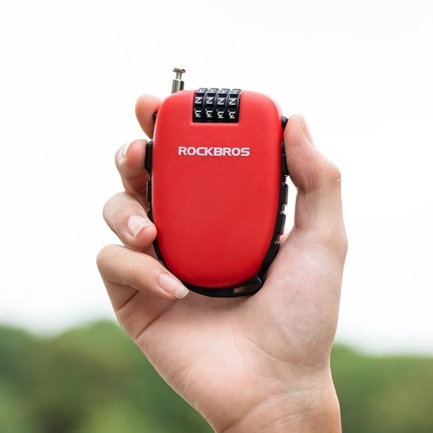 Zapięcie rowerowe Rockbros 32420981001 z linką zwijaną - czerwone